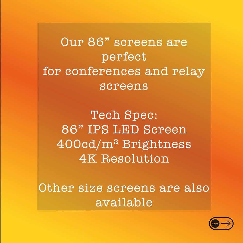 aventivegroup's tweet photo. 86" screens perfect for presentations and relay screens, please contact us for a bespoke quote.#theaventivegroup #tag #AV #AVTech #teamaventive https://t.co/AGKWQmO6Hd