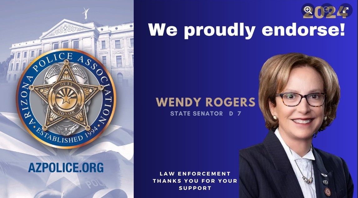 TheRealThelmaJ1's tweet photo. Left is how it started, right is how it's going. AZ Police changed their endorsement to Wendy Rogers' opponent David Cook. Hahaha Wendy is toast and I love to see it. Thank you @kennyjacobs for this info. https://t.co/HXXxMzDZY1