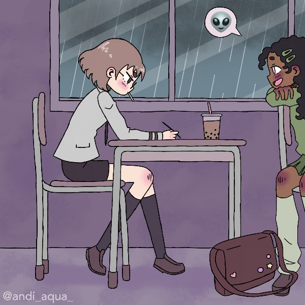 4EyedFemboy's tweet photo. "You hear? Naomi's gone missing too!"

"That makes three!"

"I think it's aliens what about you, Yuki!?"

That was the usual chatter going about Yuki's campus. Though try as he might to ignore such rumours, It just seemed to big to simply ignore!

Maybe he should investigate... https://t.co/YWW1oFGbsy