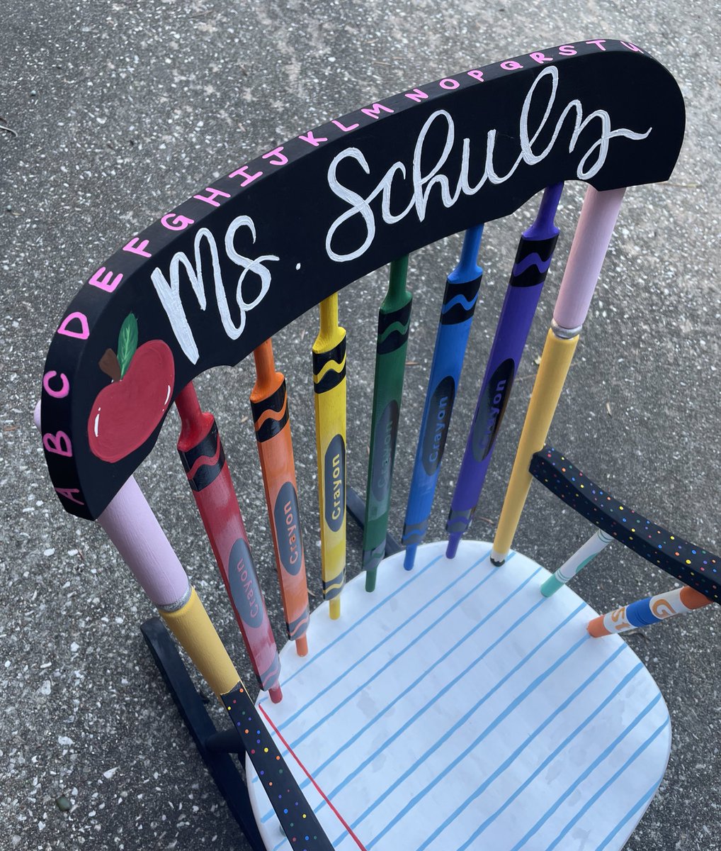 Schulzin3rd's tweet photo. I always have some sort of summer project for my classroom, and this year I finally tackled my teacher rocking chair! To say “I’m obsessed” is an understatement! https://t.co/v47QBWw2nt