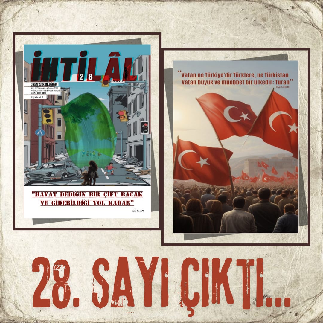 Kıymetli @defkhan_official 'dan "Hayat Dediğin Bir Çift Bacak ve Gidebildiği Yol Kadar"sözü üzere yaptığımız ön kapağımız ile birlikte arka kapağımızı yapay zeka kullanarak tasarladık. 

28.Sayımızı usul usul buraya bırakıyoruz. 

Duymayan kalmasın yine yeniden İhtilâl Çıktı!!!🥳