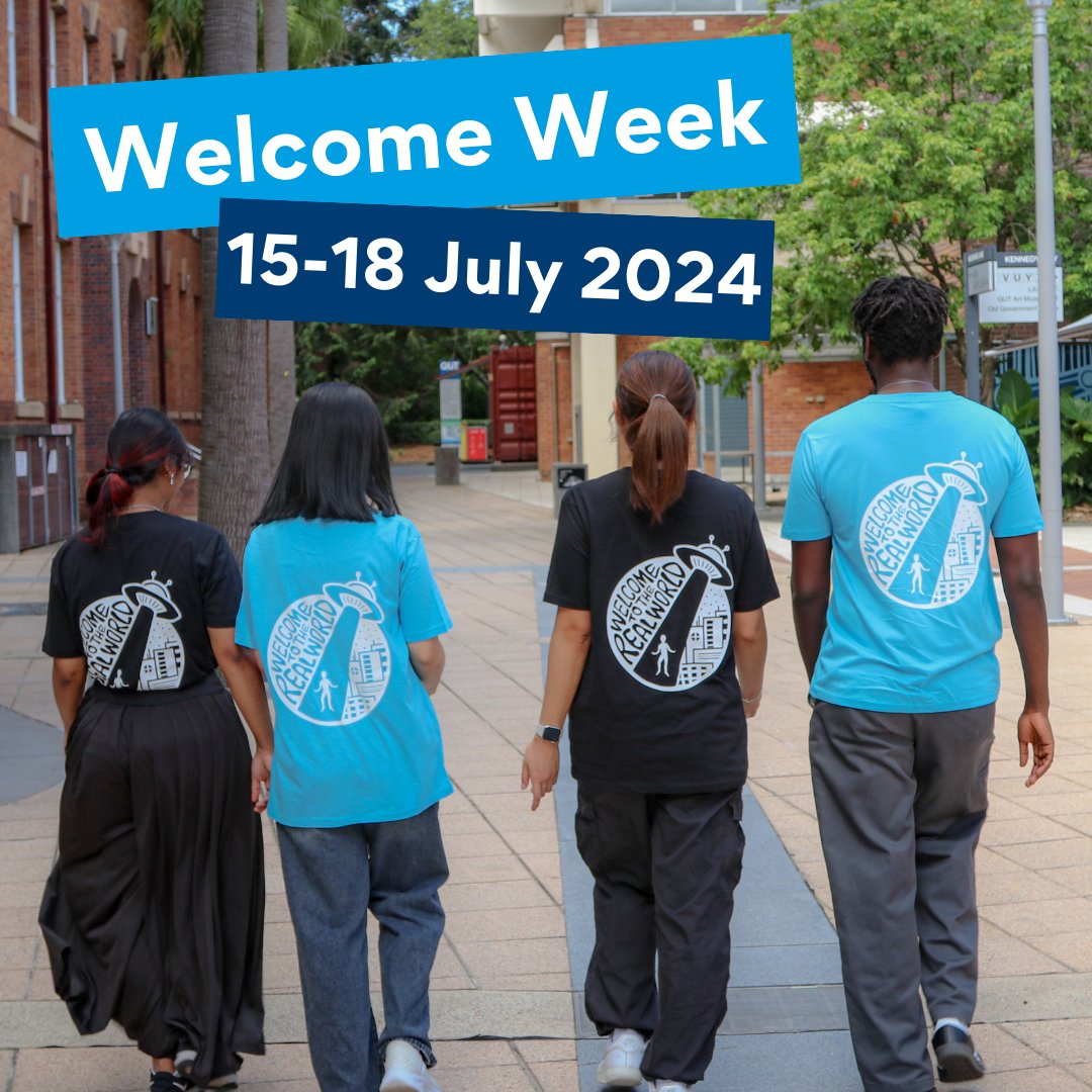 QUT's tweet photo. QUT Welcome Week kicks off in 5 days! We look forward to welcoming new students and welcoming back current students at both campuses. https://t.co/yoGdt0yAVT #QUT #QUTWelcomeWeek #SemesterTwo https://t.co/RzTbVXuCM9