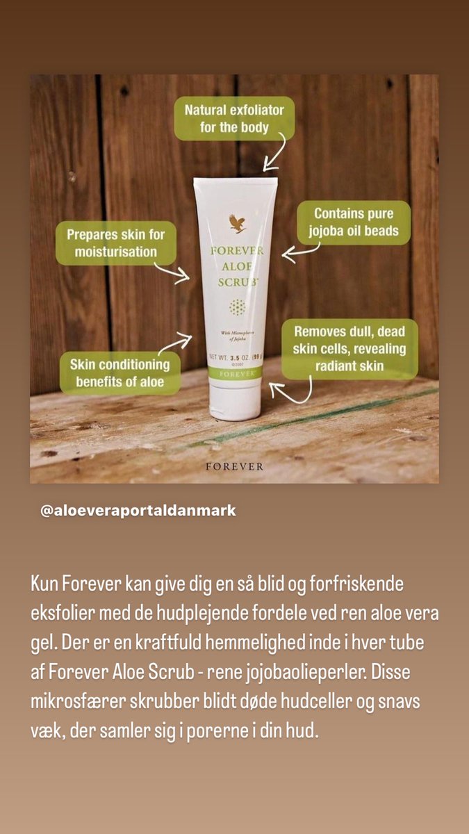 AloeveraManden's tweet photo. Kun Forever kan give dig en så blid og forfriskende eksfolier med de hudplejende fordele ved ren aloe vera gel. Der er en kraftfuld hemmelighed inde i hver tube af Forever Aloe Scrub …

https://t.co/Gv1wsF3XZF https://t.co/RVGDevBRCB