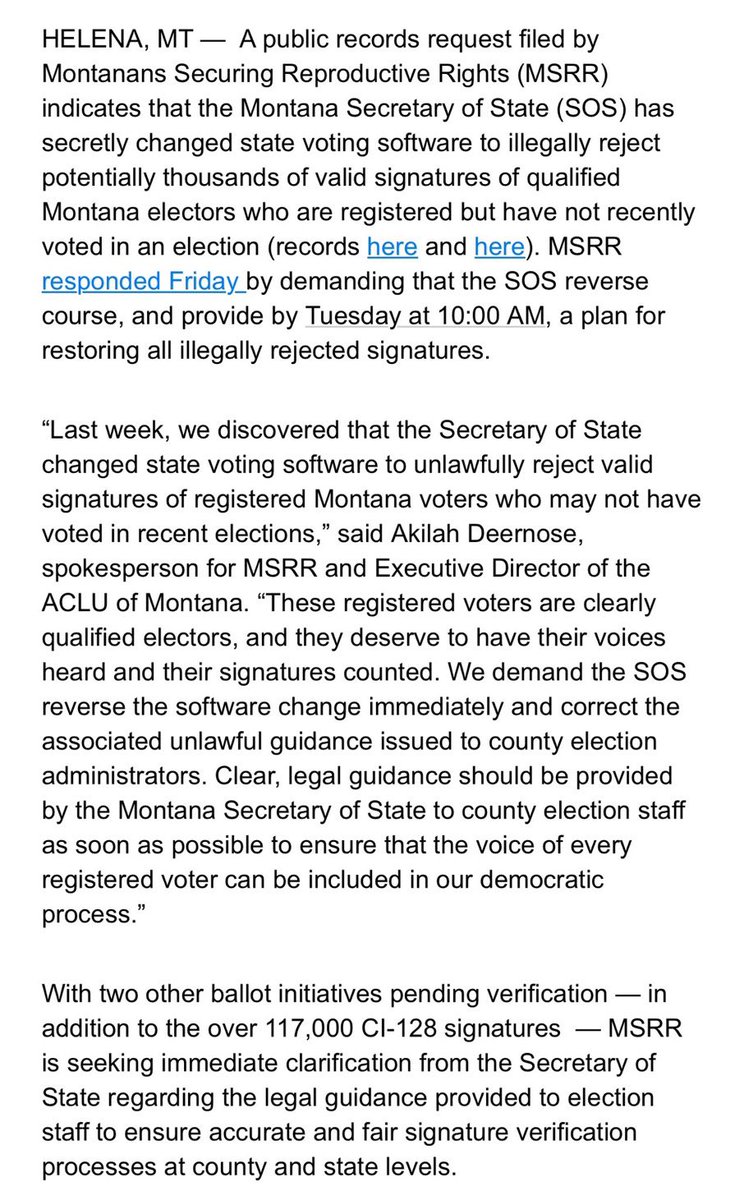 Just checked my voter registration at <a href="/SOSJacobsen/">Montana Secretary of State Christi Jacobsen</a> website 

prodvoterportal.mt.gov/WhereToVote.as… 

I suggest everyone in Montana check your voter registration status to see if this election denying vote suppressing witch is tampering with it…..
#MTnews