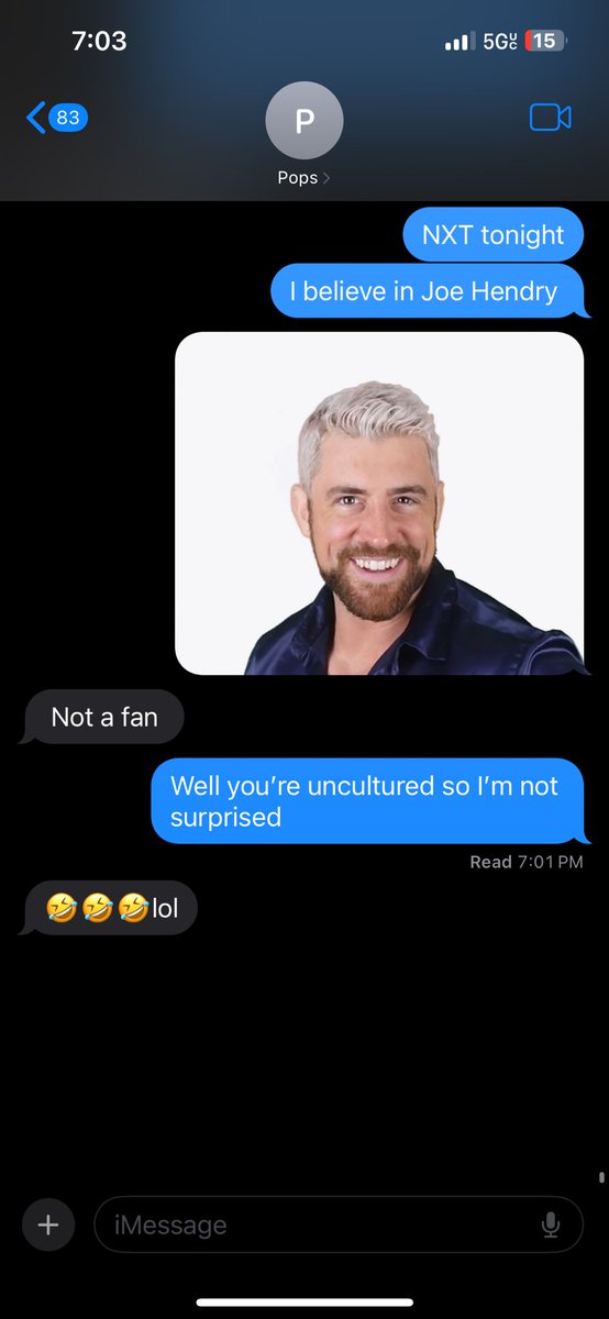 chriswhite2125's tweet photo. @joehendry I believe in Joe Hendry but I guess my dad doesn’t smh https://t.co/ymEA6SSkZB