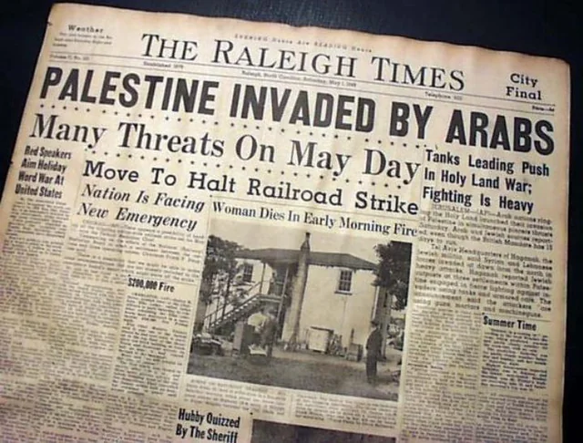 VerminusM's tweet photo. People are confused about who invaded Palestine in 1948. At the time, there was no confusion... https://t.co/Slpetua3Xj
