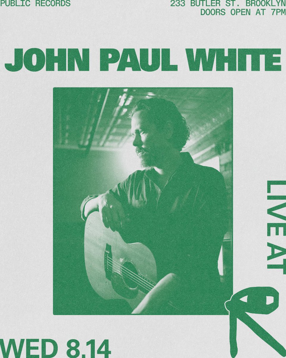 BROOKLYN!! Be sure to catch John Paul White live at Public Records on 8/14

Tickets are on sale now at johnpaulwhite.com/tour