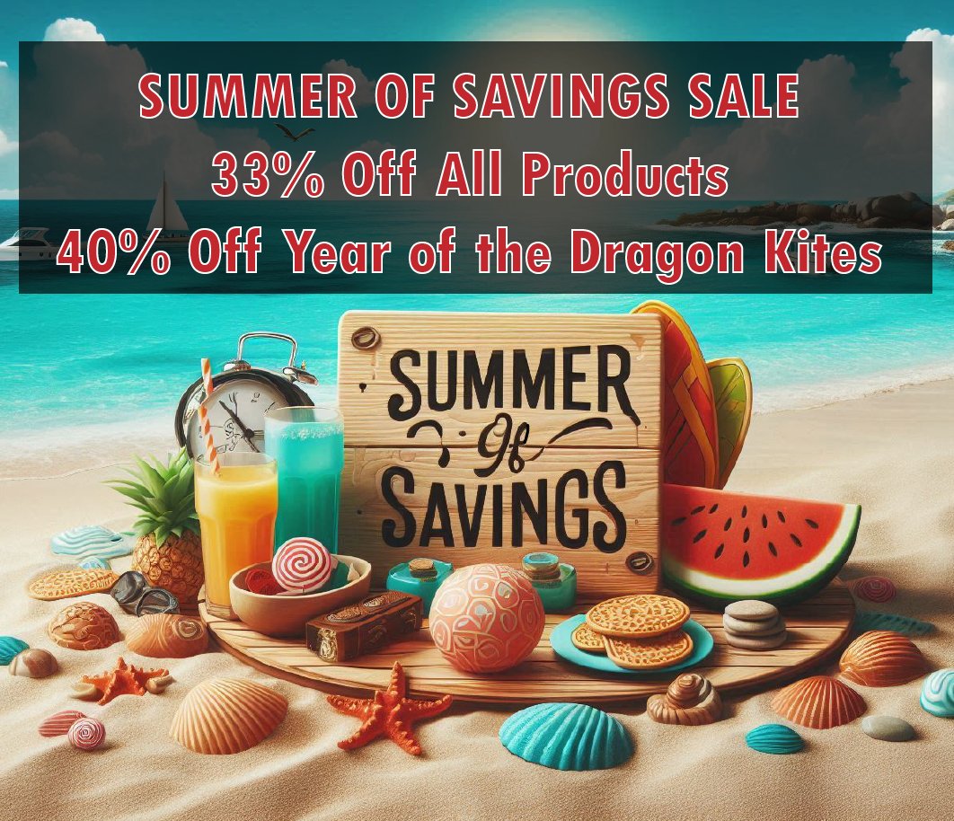 flyxkites's tweet photo. 🌞 Summer of Savings Sale! 🌞

Dive into incredible deals this summer! Enjoy 33% off all products and an exclusive 40% off Year of the Dragon Kites. 
Discounts applied at checkout on https://t.co/N9uqbOtcph
🍉Don’t miss out on these hot savings! 🏖️

#BeachDeals #SummerSale #Kites https://t.co/uJm8i4H8AC