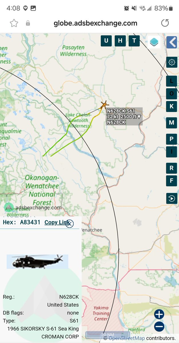 Borrowed7Time's tweet photo. Croman Corp. Sikorsky S-61 N628CK #A83431 has been operating at the #ShooflyFire
@Wa_fire_watch https://t.co/Mm8NYEAedg