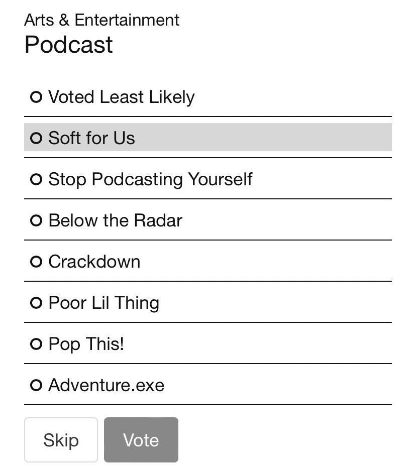 604 Podcast Network (@604podnetwork) on Twitter photo Vote for the Soft For Us Podcast for Best of Vancouver 2024 Podcast! <a href="/georgiastraight/">Georgia Straight</a>
…voting--georgia-straight.contest.vote/arts-and-enter… Vote for the Soft For Us Podcast for Best of Vancouver 2024 Podcast! <a href="/georgiastraight/">Georgia Straight</a>
…voting--georgia-straight.contest.vote/arts-and-enter…