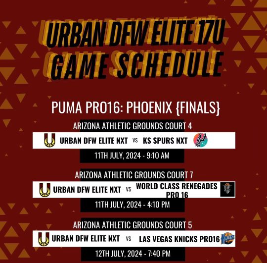 URBANDFWELITE's tweet photo. #CollegeCoaches We Will Be Competing This Live Period in Phoenix,AZ @PRO16League ‼️

We’ve attached our Roster &amp; Schedule for the Week‼️

We Have Some Hungry Tough Guys That Are Ready to Compete On Both Ends‼️

#UrbanDfwElite 
#Phoenix 
#LivePeriod
#OpenPeriod 
#TwoWayPlayers https://t.co/1W8HkYvktL
