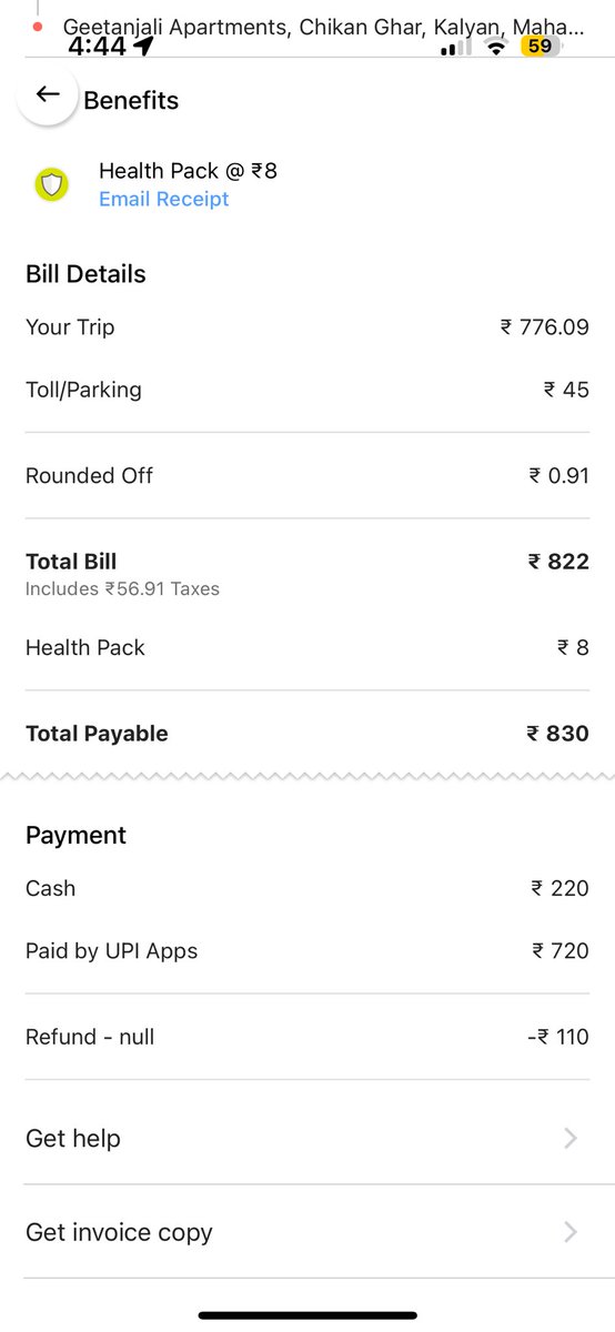 AshishKene's tweet photo. @Olacabs  The extra amount paid by me to your drivers personal account eventually went to your account ( if it was scammed by drivers end then it shouldn’t show on your app) https://t.co/868T9PNvYg