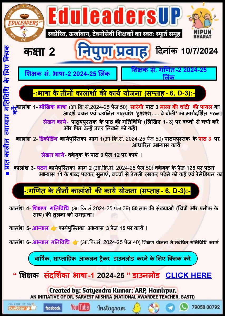EduleadersU's tweet photo. #निपुण_प्रवाह
#स्कूल_रेडिनेस_गतिविधि
#भाषा_एवम्_गणित
#संदर्शिका_अनुसार
*दिनांक:  10/07/2024*
〰️〰️〰️〰️〰️ 
#कक्षा_1_2_एवम्_3,
 #Week_6 #Day_3
〰️〰️〰️〰️〰️〰️
#निपुण_भारत_मिशन
#निपुण_यूपी
#अभ्यास_कार्य_पत्रक
@EduMinOfIndia
@thisissanjubjp
@basicshiksha_up  
@sarvestkumar https://t.co/0OkFhb7y3n