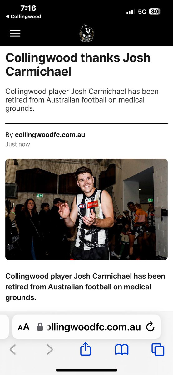 aproudaussie41's tweet photo. @CollingwoodFC @Mattys123 @PKpies This is really sad for another young player trying to find his way in the footy world. #feelforjosh #goodluckmate https://t.co/CO82VQP5Me