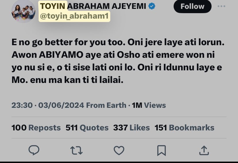 HarmlessHQ's tweet photo. Toyin Abraham, you also said something demeaning about that guy. 

You're now frustrating him because you have assess to power? This is really condemned.

You guys are they people bringing bad names to APC and making us look like we're rascals who are now above the law. https://t.co/pxMYSvpiQT