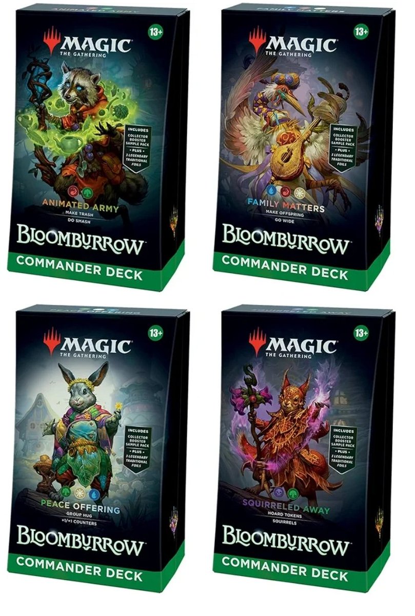 IT'S BABIES FIRST GIVEAWAY.
Enter to win your choice of a Bloomburrow precon! Open to folks anywhere in the world.
TO WIN:
-like this post
-retweet
-follow me
-comment what you're most excited for in this set
-bonus entry follow me on clock app: @/ivyfoxglove
*Winner picked 7/16*
