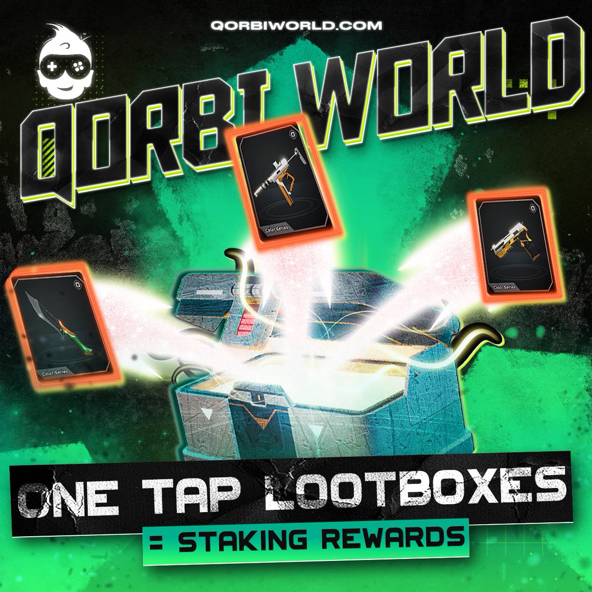 QorbiWorld's tweet photo. One Tap Lootboxes have staking rewards in the Qorbi World ecosystem. Each Lootbox contains a skin that can be used within the game!

Each skin can be paired with a QorX Pass to get your earning rewards immediately! Plus, they’re dazzling.

Learn more here: https://t.co/Qnpkt1YG4n https://t.co/RMKIL7rDCj