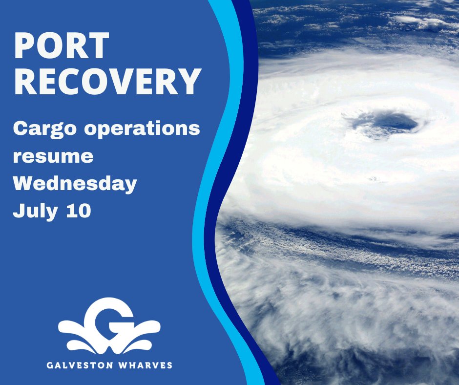 Cargo operations at the Port of Galveston will be back in business beginning Wednesday, July 10.  #BerylRecovery #cargo #jobs