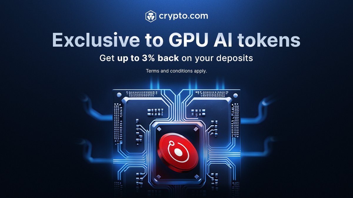 cryptocom's tweet photo. 🚨 The GPU AI Token Campaign ends today 🚨

🔒 Secure up to 3% back by being the top 500 participants to buy or deposit $AKT, $ATH, $IO, $NOS, and/or $RNDR

💡 The more different tokens you have, the higher your rebate

📝 T&amp;Cs apply

Find Out More 👉 https://t.co/P53CwmcMkB https://t.co/TNjQ0fe51d