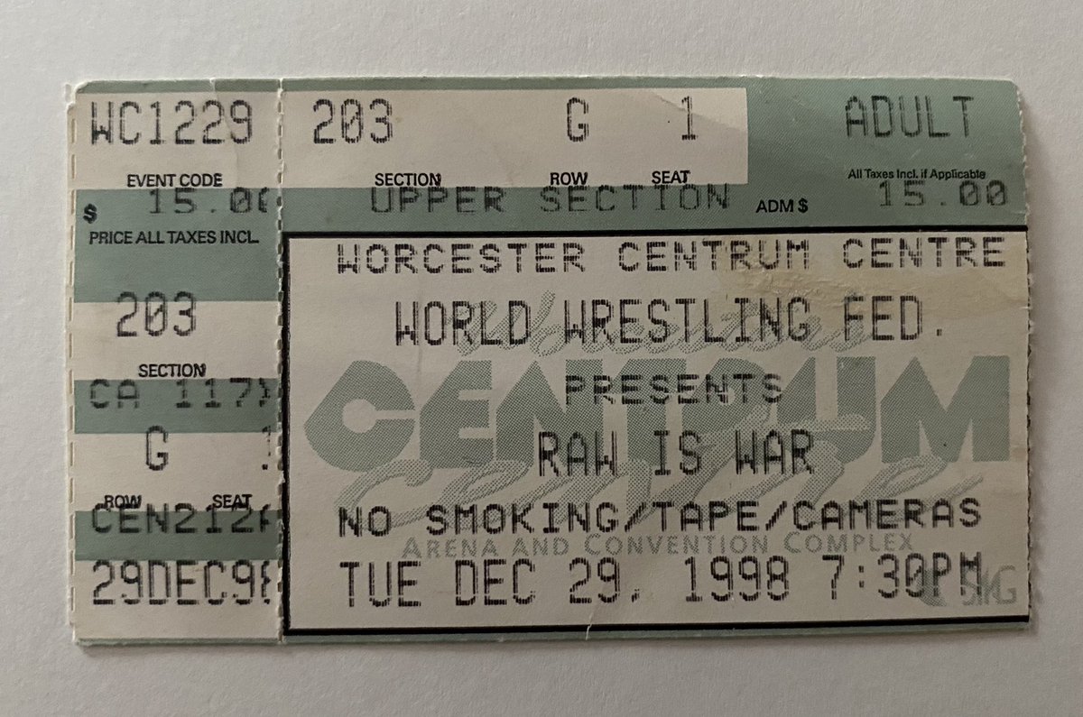 An extremely rare ticket stub from the night Mick Foley won his 1st WWF title on RAW with the help of Stone Cold Steve Austin.