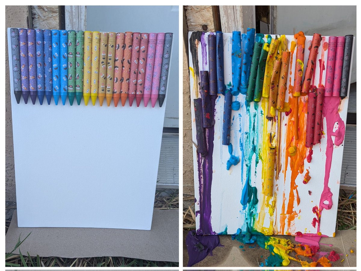 StorySpinner15's tweet photo. It's 40 degrees here today (that's 104 for all you South of the border) so my daughter and I tried a project. It didn't go quite according to plan 😆

#itsgettinghotinhere #craftswithkids #craftfail https://t.co/K1TTDYOsvJ