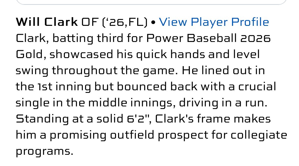 Will Clark (@wclark_13) on Twitter photo Thank you for the write up <a href="/PSBaseballScout/">Prospect Select Scout</a>
Went 4-9 with 5 RBIs this weekend
<a href="/AJ3Hunter/">Coach Adam Johnson</a> <a href="/BarronBaseball/">Barron Collier Baseball</a> <a href="/PowerBSB/">Power Baseball</a> Thank you for the write up <a href="/PSBaseballScout/">Prospect Select Scout</a>
Went 4-9 with 5 RBIs this weekend
<a href="/AJ3Hunter/">Coach Adam Johnson</a> <a href="/BarronBaseball/">Barron Collier Baseball</a> <a href="/PowerBSB/">Power Baseball</a>