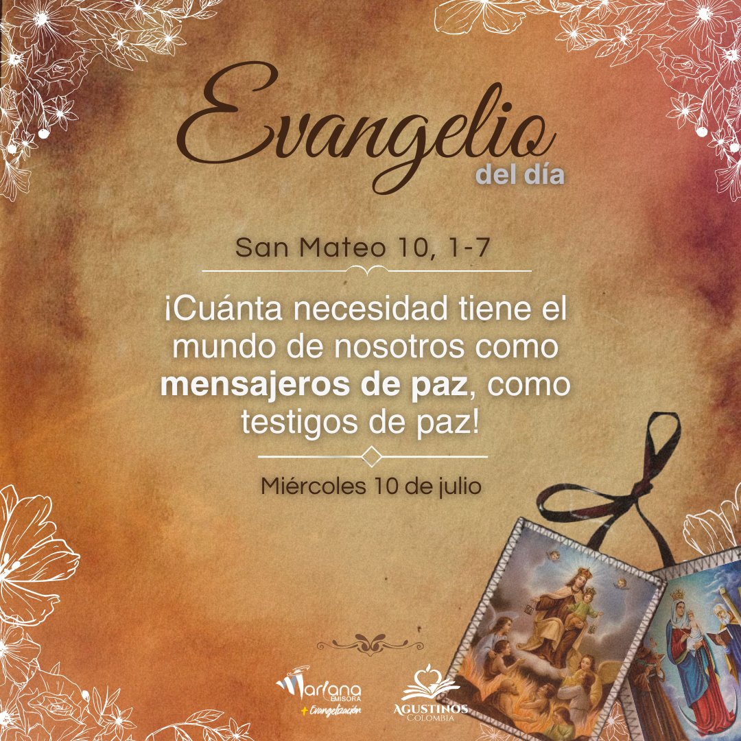 emisoramariana's tweet photo. 📖Evangelio según San Mateo 10, 1-7
Jesús los envió con las siguientes instrucciones: « Vayan, en cambio, a las ovejas perdidas del pueblo de Israel. Por el camino, proclamen que el Reino de los Cielos está cerca».
#Evangeliodeldia #Apóstoles #Mensajeros https://t.co/NohXV6EXS7