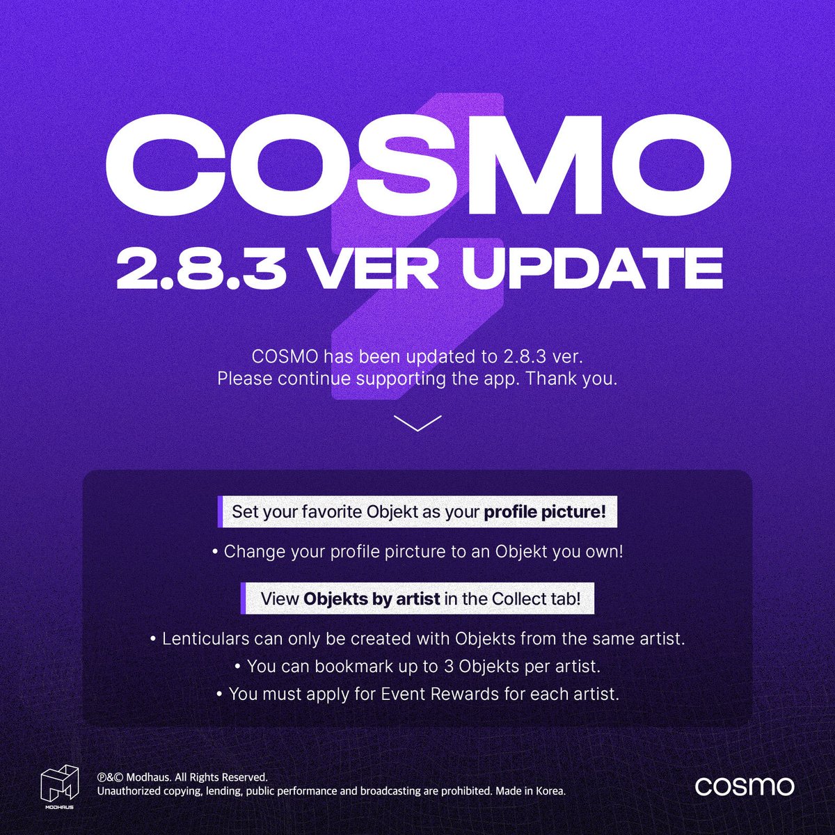 officialmodhaus's tweet image. COSMO
2.8.3  VER UPDATE

🔗 bit.ly/3RXC9lm

#tripleS #ARTMS #COSMO