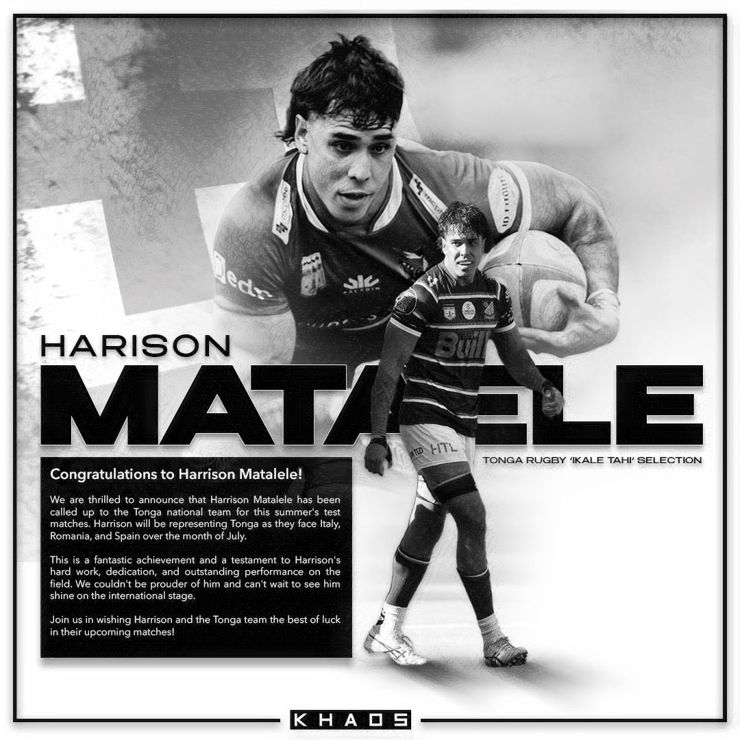 KHAOS_Sport's tweet image. Congratulations @harison.m5 on your @tongarugby_ squad selection for the upcoming international fixtures. 

#ikaletahi 
#tongarugby
#unleashkhaos