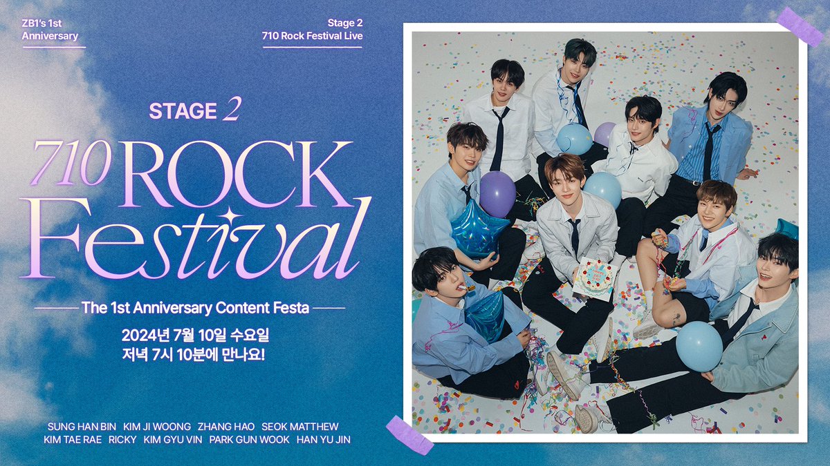 ZEROBASEONE The 1st Anniversary Content Festa 

<7/10 락 페스티벌(ROCK Festival)>

24.07.10 19:10 (KST)

YouTube LIVE coming soon🔜
youtube.com/live/2Kh94fxBZ…

#ZEROBASEONE #ZB1 #제로베이스원
#ZB1_1ST_ANNIVERSARY
