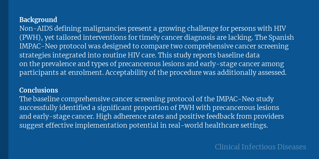 CIDJournal's tweet photo. Early Detection of Cancer and Precancerous Lesions in Persons with HIV through a Comprehensive Cancer Screening Protocol

✅ Just Accepted
🔗 https://t.co/uzApd1NDnL https://t.co/1NFVJp5lMn