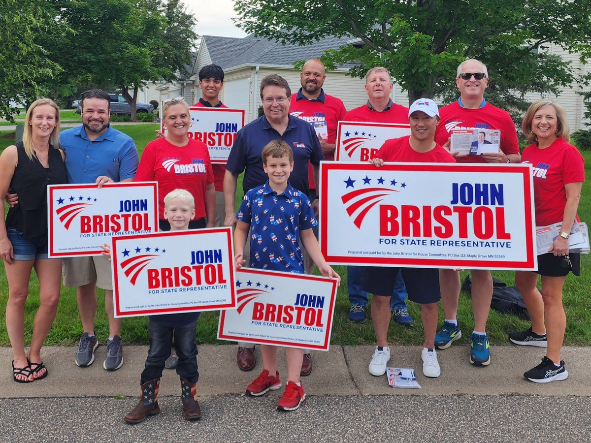 JimNashMN's tweet photo. Had a great night out in Maple Grove door knocking for John Bristol. Lots of good connections and people saying that they can’t afford the DFL trifecta and are looking for change. Great member participation and fantastic volunteers! https://t.co/EZBF6DZfwT