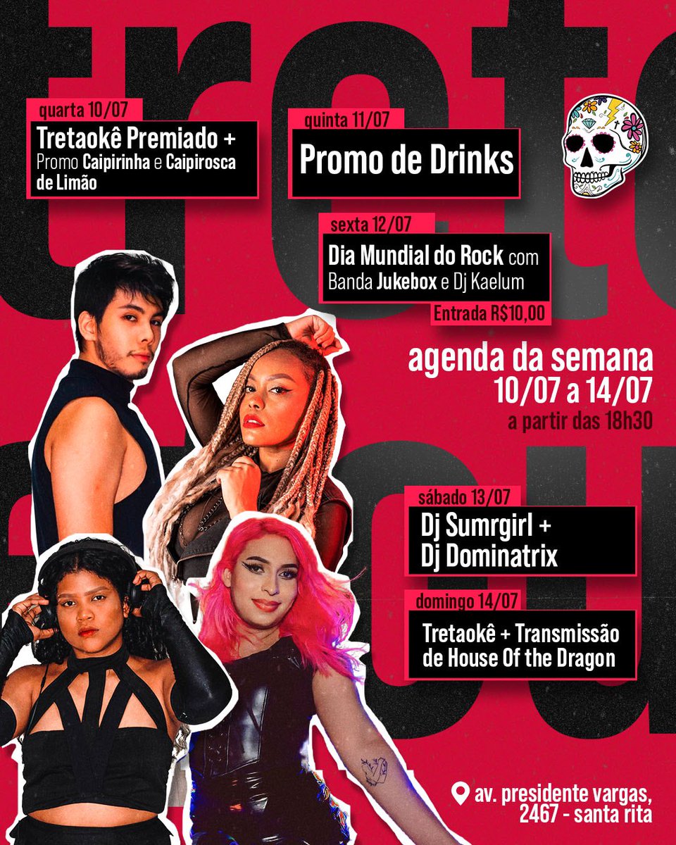 TretaClub's tweet photo. 🤘🏼🤘🏼 VSFD EU SOU DO ROCK !!! 🤘🏼🤘🏼

A agenda da semana tá naquela energia para o dia do Rock, vem curtir esse rolê pesadão com a gente num especial com a Banda Jukebox. https://t.co/VNwPRrLxZV