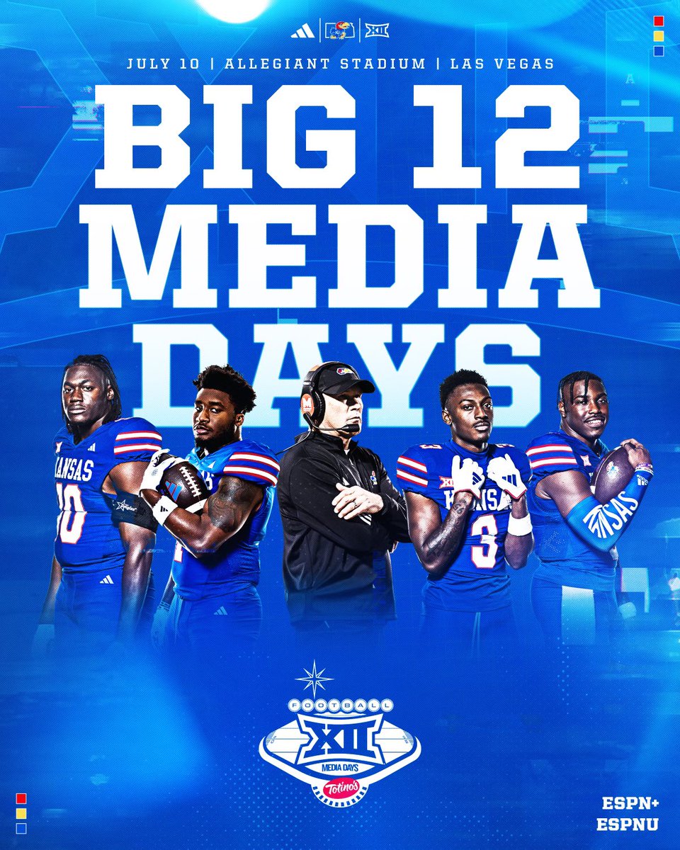 KU_Football's tweet photo. Taking the stage tomorrow ⭐️

#RockChalk x @Big12Conference https://t.co/uZcCMwUwGJ