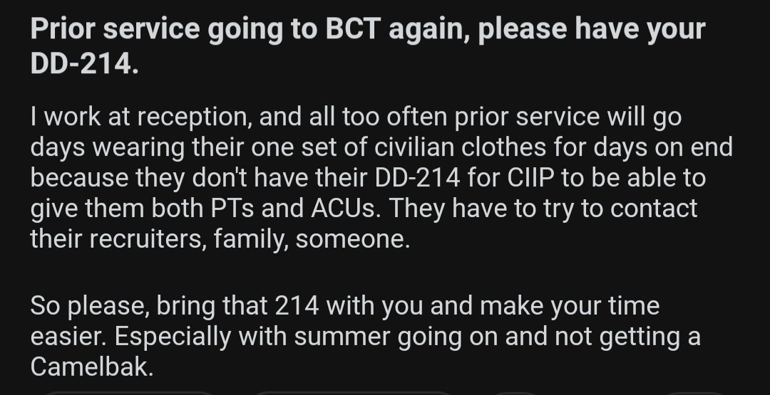SapperVeteran's tweet image. A real Reddit post...

Big Army, just giving reasons to stay away. Yet, they wonder why soldiers get out in the first place. What poor soul volunteered for a second round of pound me in the ass.