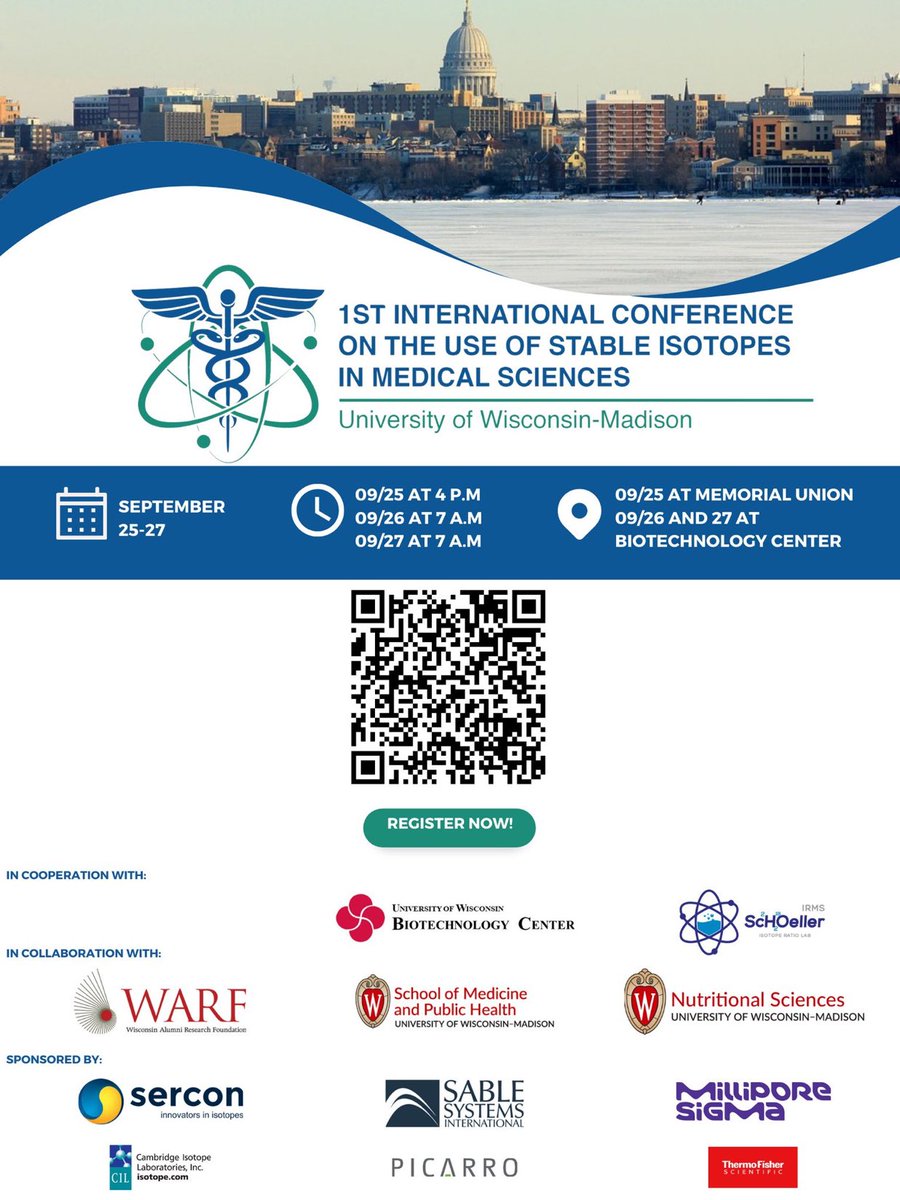 MicheleRavelli's tweet photo. 🌟 Join us at the 1st Intl. Conference on the Use of Stable Isotopes in Medical Science! 🌍 Dive into cutting-edge research and Network with global experts in this transformative field. Save the date and be part of the revolution in medical science! #StableIsotopes #HealthScience https://t.co/0s6ClnjUrn