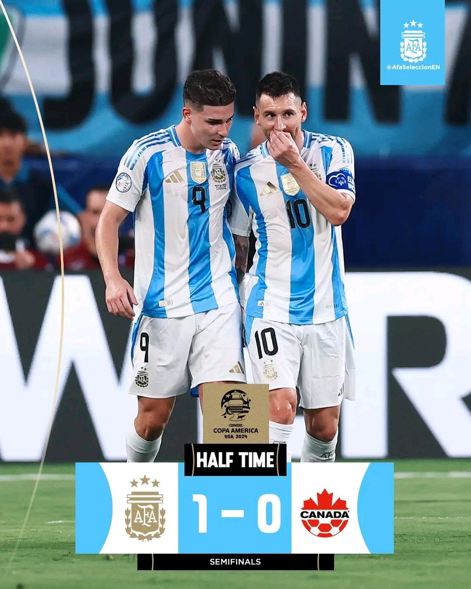 LegendMessi_'s tweet photo. ⏱ With a smile to the break time.

🇦🇷 Argentina 1 🆚 0 Canada 🇨🇦

⚽ J. Álvarez

#ArgentinaNT https://t.co/EAmen6gvNk