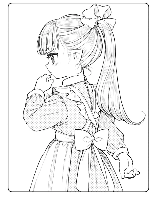 ポニーテールのエルフの女の子です。 