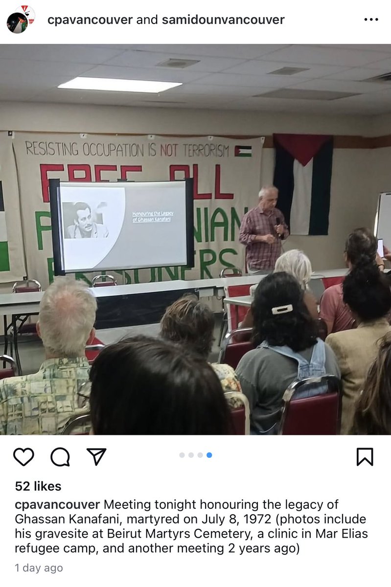 bobmackin's tweet photo. Pro-Hamas Samidoun gathered Monday to remember the 1972 killed Marxist author who was spokesman for the Popular Front for the Liberation of Palestine. Canada added PFLP to its terrorist list in 2003. #cdnpoli
https://t.co/3bkmCkh1IS https://t.co/6AL8yotOjh