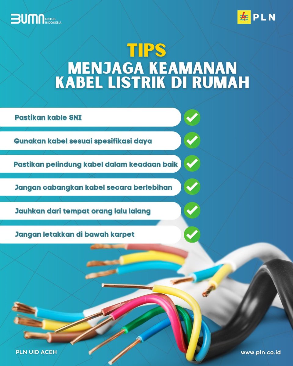 mukhtarjuned's tweet photo. Assalamu'alaikum #Electrizen, berikut mimin kasih tips jaga keamanan kabel listrik di rumah. Yuk simak penjelasannya.
#PLNAceh https://t.co/0pni5LuN5X