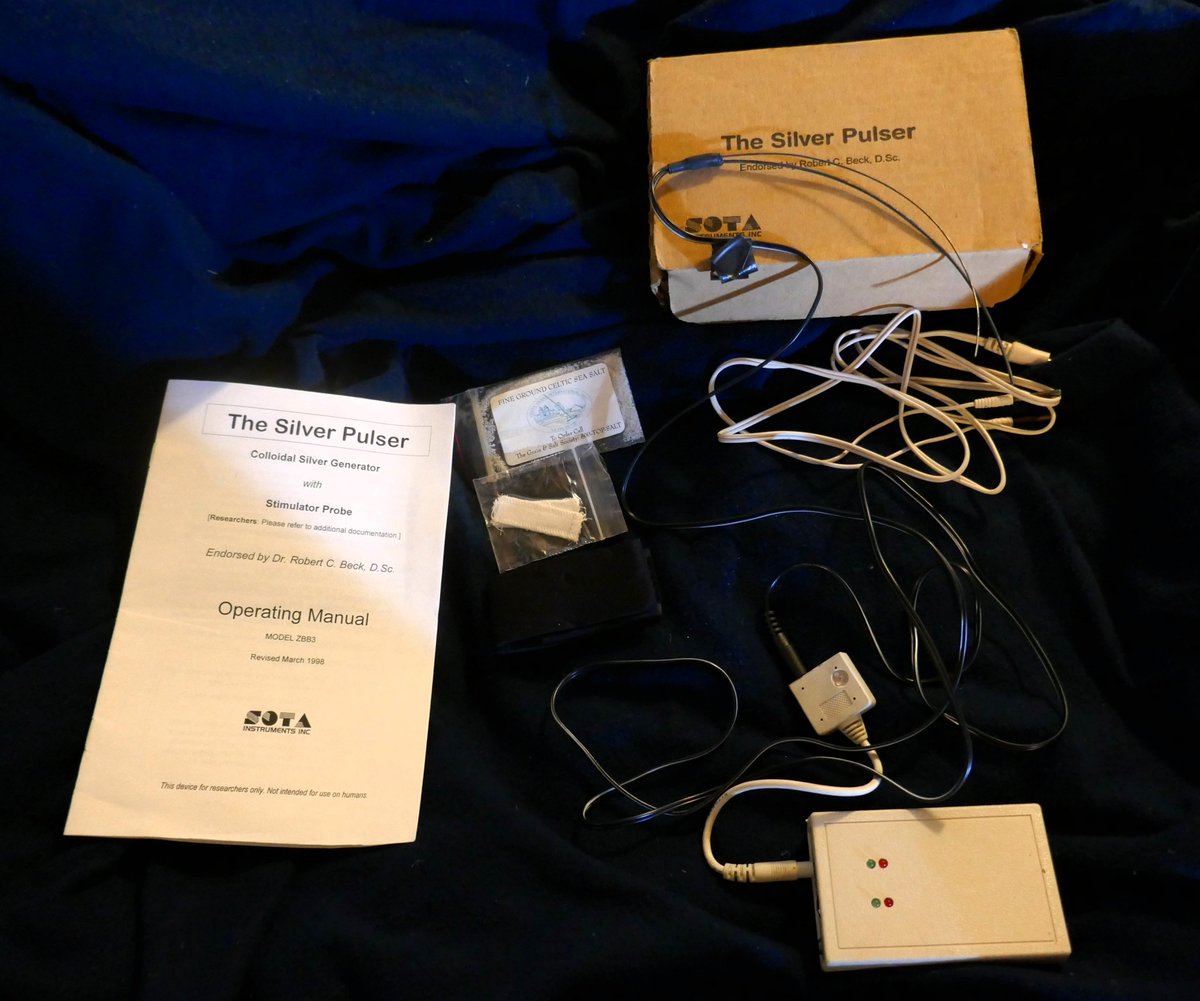 EngulfedArtist's tweet photo. Now Up! Vintage The Silver Pulser ZBB3 Colloidal Generator Robert C. Beck Protocol #Sota https://t.co/lANc08N1fn  Sota Instruments Silver Pulser that was my dad's. I haven't used it but it looks like it's in good condition. Original manual included, battery not included. https://t.co/pqS8nKm2yJ