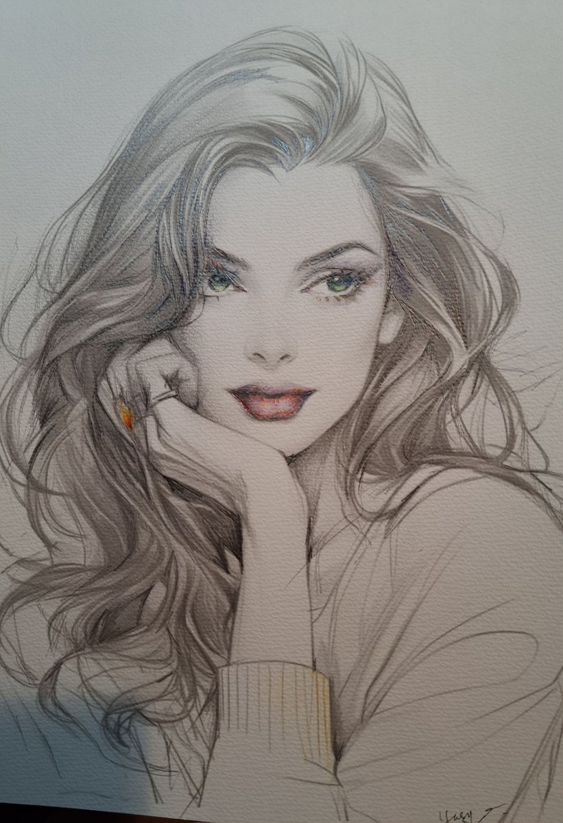 鉛筆画 ミセスストリックランドの鉛筆&色鉛筆画です #art #アート #strickland