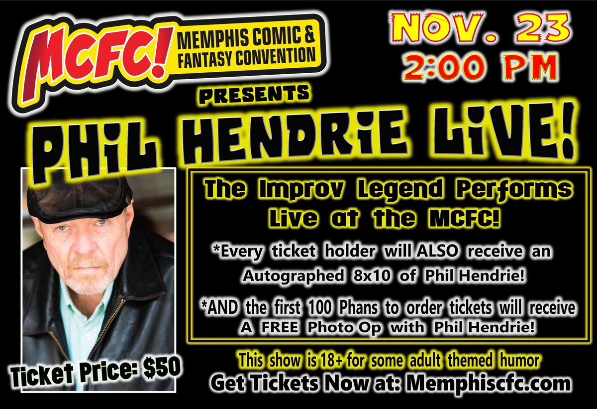 GeekTankRadioJ1's tweet photo. The LEGENDARY Phil Hendrie is coming to Memphis! Meet Phil Nov. 23 at the Memphis Comic and Fantasy Convention!

https://t.co/6sq6g3TckI https://t.co/Hrz16LssFr