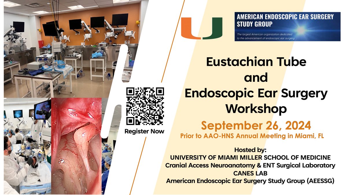 Endoscopic Ear Surgery (@endoear) on Twitter photo <a href="/umiamimedicine/">Miller Medicine</a> and <a href="/EndoEar/">Endoscopic Ear Surgery</a> are excited to offer a hands on endoscopic ear surgery and eustachian tube surgery course!
Registration just opened, and there is an early bird special until July 31 with a maximum of 24 participants for the course. Please sign up early! <a href="/umiamimedicine/">Miller Medicine</a> and <a href="/EndoEar/">Endoscopic Ear Surgery</a> are excited to offer a hands on endoscopic ear surgery and eustachian tube surgery course!
Registration just opened, and there is an early bird special until July 31 with a maximum of 24 participants for the course. Please sign up early!