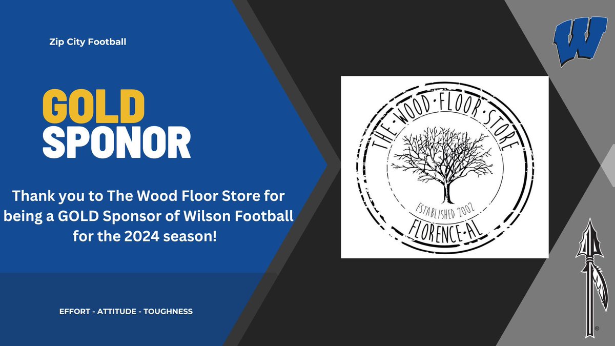 Tonight, we shout out and say thank you to The Wood Floor Store for being a gold sponsor for this upcoming football season! We appreciate you guys for all you do for Wilson football.