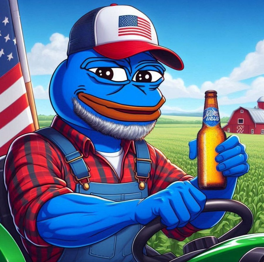 USPepeERC20's tweet photo. @MacroCRG Our structure is more like a bottle of Budweiser, but that won't last long.  Had to do it for the culture.   $USPepe keeping it red, white &amp; blue https://t.co/UHlkiKmOpH