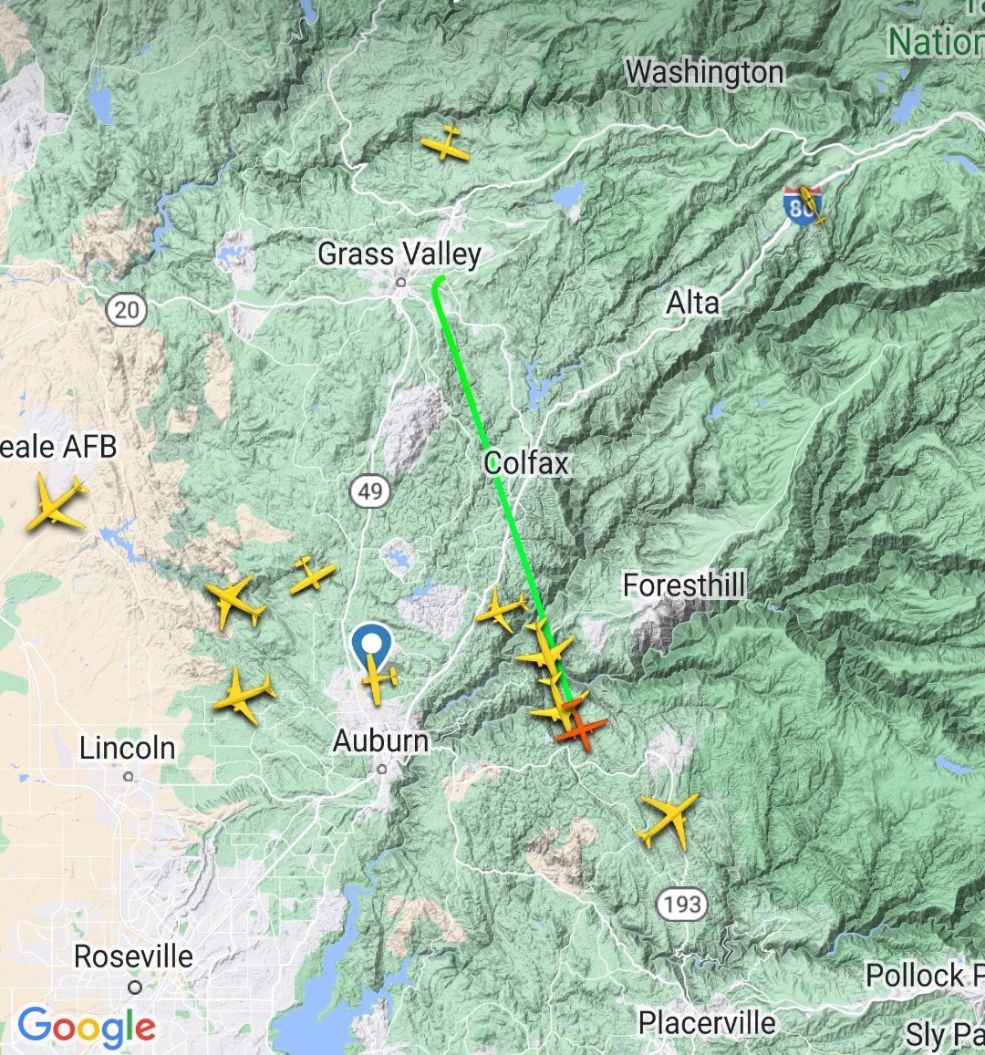 Elias_Funez's tweet photo. Grass Valley Air Attack and air tankers 88 and 89 off base responding to the #LockieFire in El Dorado County responding to a fully involved structuren fire with threat to vegetation. #fireseason2024 #theunionnow @TheUnion https://t.co/3nbPzC3sJL