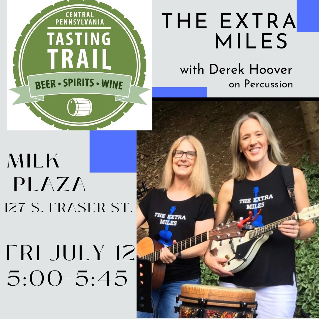 ExtraMilesBand's tweet photo. Friday at 5! The Extra Miles at Central Pennsylvania Festival of the Arts…..:Central PA Tasting Trail at MLK Plaza!! https://t.co/KbmnhySO2q