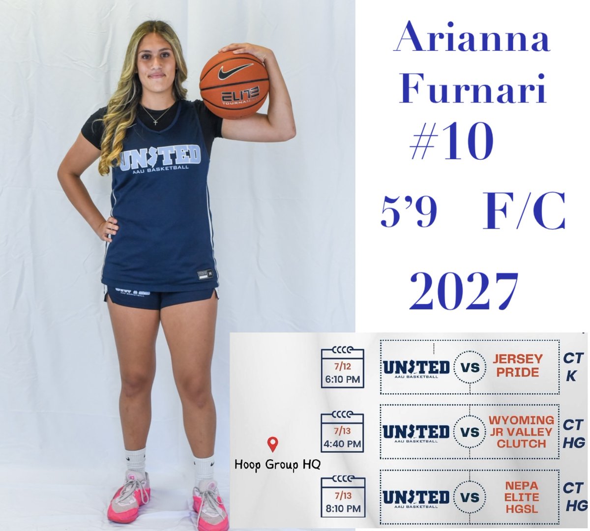 Arianna Furnari (@furnariarianna) on Twitter photo Here is my <a href="/unitedNJaau/">United NJ AAU</a> 15U National schedule for Jersey Shore Live! <a href="/hgsl_girls/">Hoop Group Girls</a> <a href="/HoopGroupHQ/">Hoop Group HQ</a>
<a href="/DanaWhite54/">Dana White</a>
<a href="/CoachJimmy_O/">Jimmy Ostaszewski</a>
<a href="/sgordo30/">sgordon</a>
<a href="/RamapoGirls/">Ramapo Girls Basketball</a>
<a href="/CoachOlivero/">Sarah Olivero</a> Here is my <a href="/unitedNJaau/">United NJ AAU</a> 15U National schedule for Jersey Shore Live! <a href="/hgsl_girls/">Hoop Group Girls</a> <a href="/HoopGroupHQ/">Hoop Group HQ</a>
<a href="/DanaWhite54/">Dana White</a>
<a href="/CoachJimmy_O/">Jimmy Ostaszewski</a>
<a href="/sgordo30/">sgordon</a>
<a href="/RamapoGirls/">Ramapo Girls Basketball</a>
<a href="/CoachOlivero/">Sarah Olivero</a>