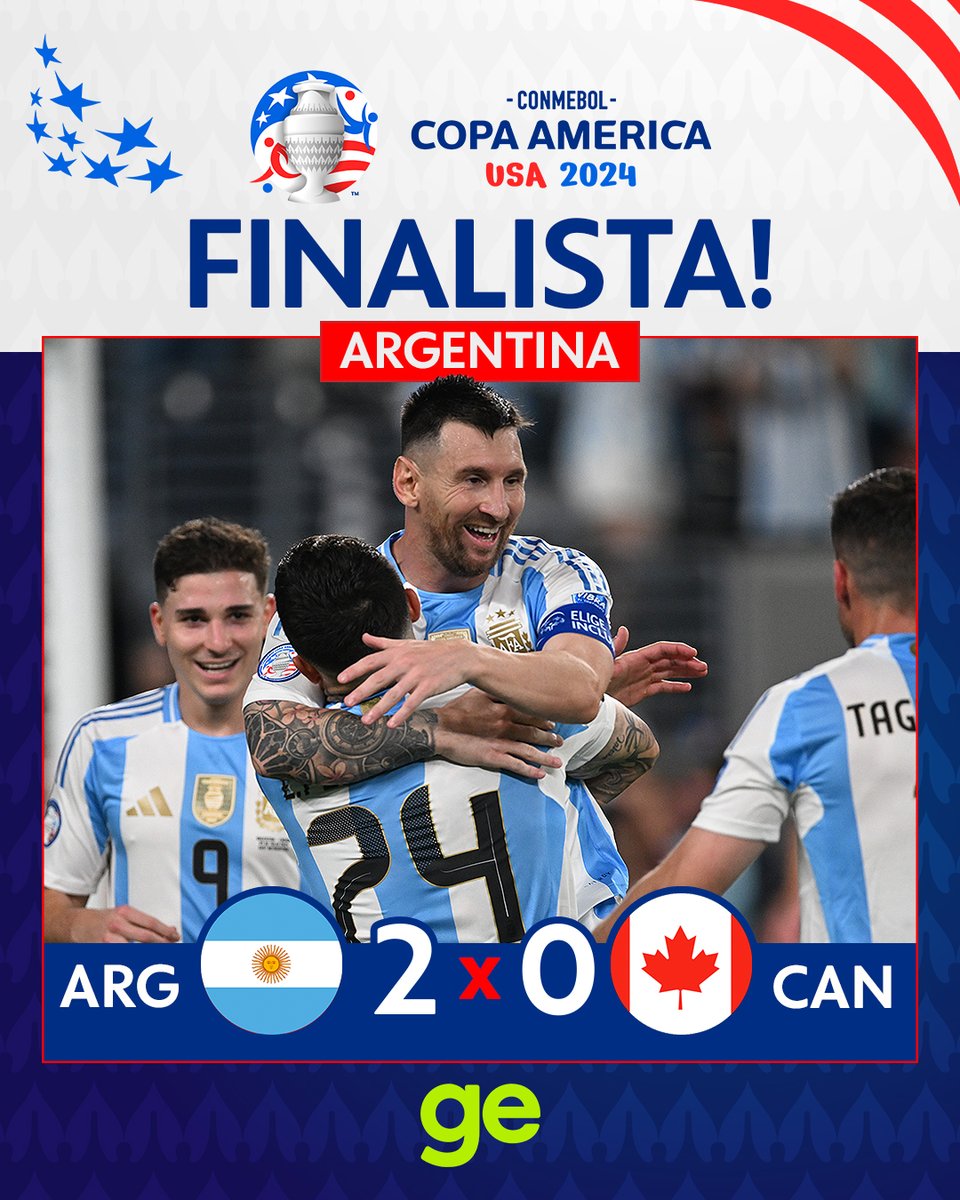 geglobo's tweet photo. Com gols de Julián Alvarez e Messi, Argentina bate o Canadá e vai à decisão da Copa América

Veja como foi: https://t.co/6QzhWJno9X

📸Getty https://t.co/5CUUWQ7mps